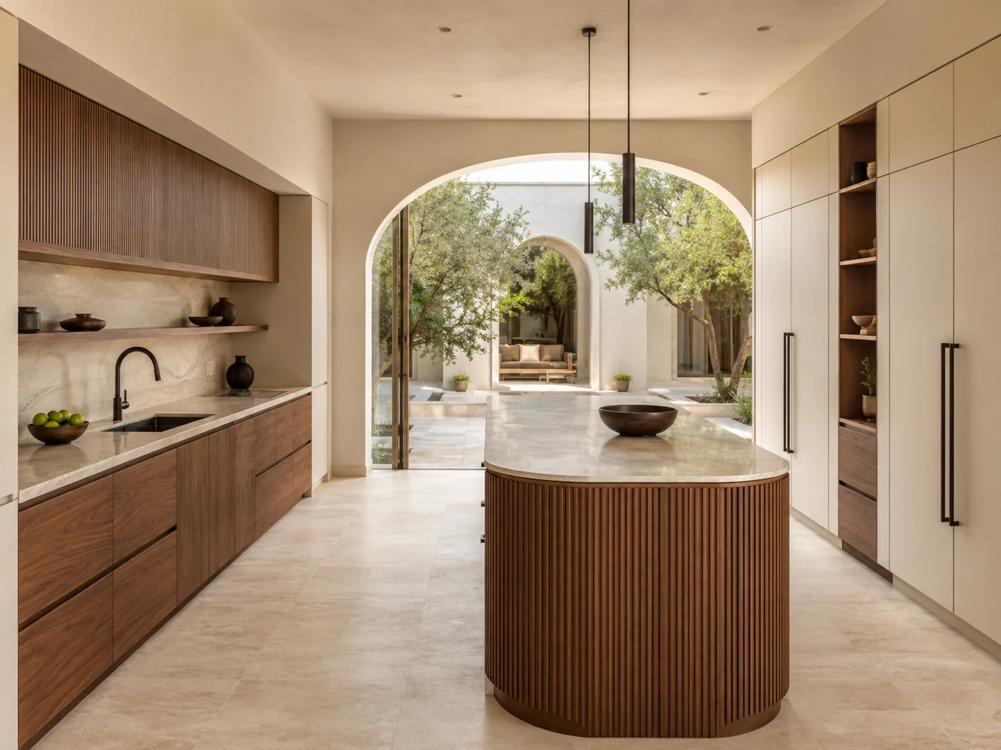 Riwaq walnut courtyard kitchen